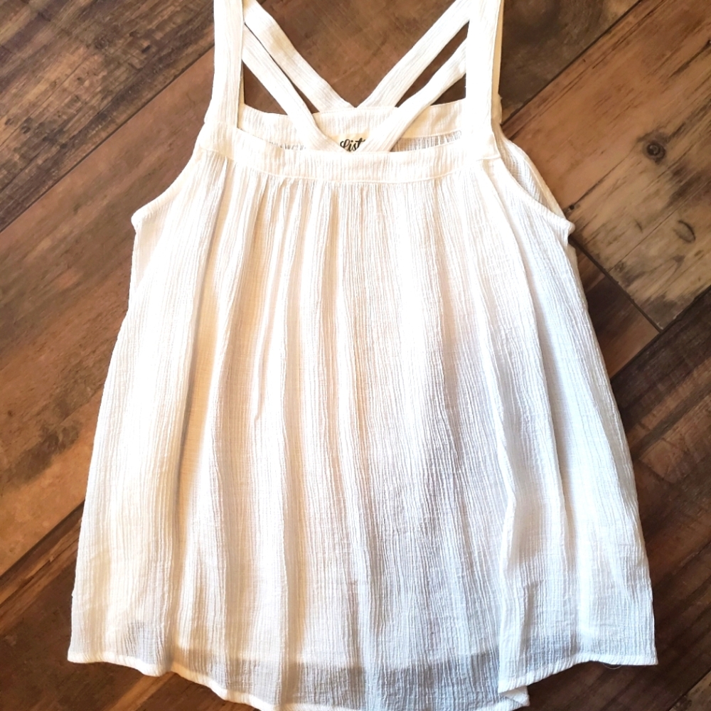 Boutique White Tank Top, Size Large